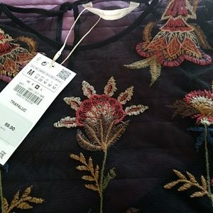 Zara trafaluc collect lace dress black size medium